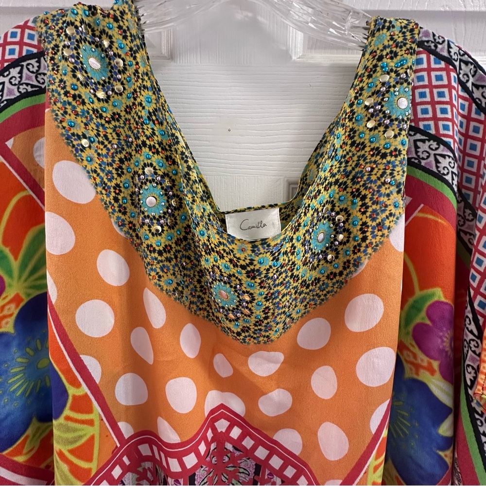 Camilla Multicolor Silk Maxi Kaftan Dress - Picture 6 of 6